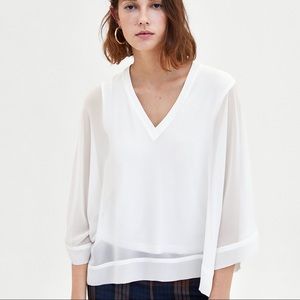 Zara Blouse W/ Ribbed Neckline